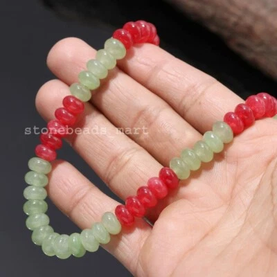 925 Пробы, зеленый авантюрин + розовый вишневый кварц ручной работы ожерелье 18» - Изображение 1 из 4