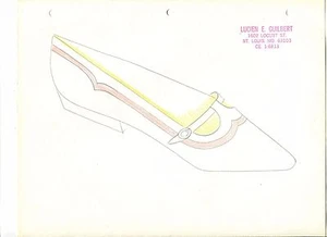 ZAPATO LUCIEN GUILBERT ORIGINAL BOCETO DIBUJADO A MANO AÑOS 60 DISEÑADOR DE MODA 2 tonos 24A - Imagen 1 de 1