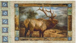 2.6 Yards Digital Cotton Fabric - QT Fabrics Wild Elk Quilt Panel - Picture 1 of 1