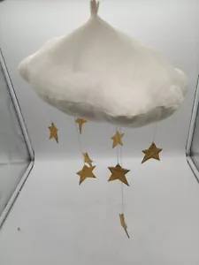 Baby Jives Linen Cloud W/ Stringed Gold Stars Mobile Nursery Ceiling Room Decor - Picture 1 of 4
