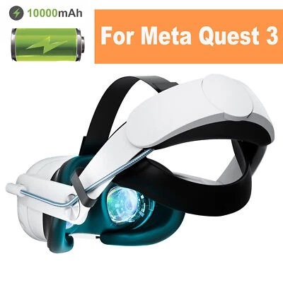WFYB For Meta Quest 3 VR Headset w/ 10000mAh Battery Pack Power Bank Elite Head Strap