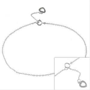 925 Sterling Silver Open Heart Anklet Bracelet - Picture 1 of 1