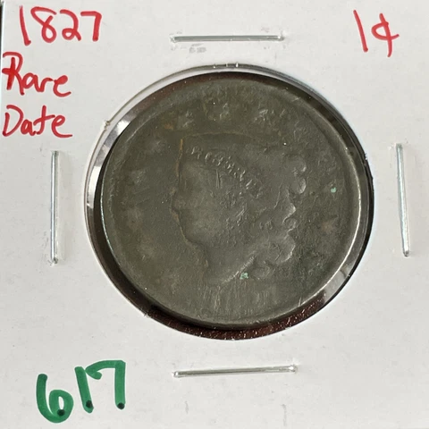1827 US Coronet Head Large Cent Rare Date Cover