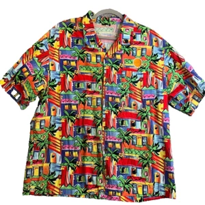 Vintage Palm Pilot Hawaiian Shirt Mens XL 90s Y2K Promo Employee? Patch - Photo 1/9