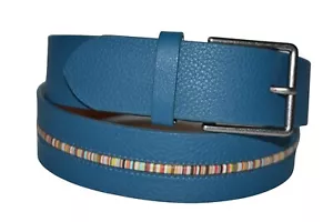 Paul Smith Principal Bleu Interne Rayure Ceinture Cuir 76.2cm Hommes - Imagen 1 de 7