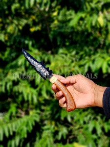 Cuchillo pedernal obsidiana negra - daga ritual hecha a mano, decoración de altar - Imagen 1 de 6