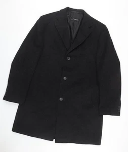 Marks and Spencer Men's Black Wool Overcoat Medium - Picture 1 of 12