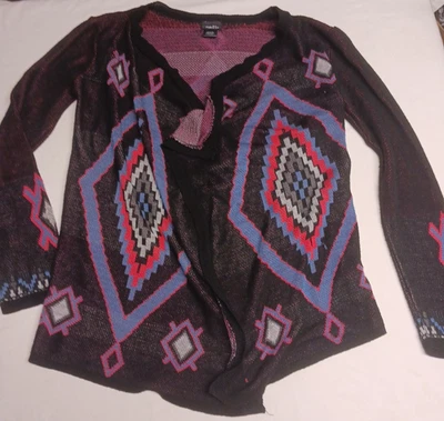 Cárdigan Rue 21 Negro Bloque de Color Diamante Manga Larga Mediana Tejido Acrílico EE. UU. Foto 1 de 4