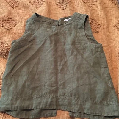 Anthropologie Sundry Olive Green 100% Linen Top Xs 2 4 NWOT Buttons Up The Back - Image 1 of 4