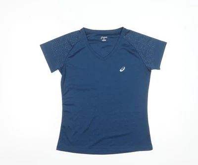 ASICS Womens Blue Medium V-Neck Athletic Running T-Shirt - Image 1 of 4