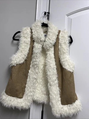 Chaleco Old Navy para mujer talla pequeña - blanco esponjoso y marrón Foto 1 de 4