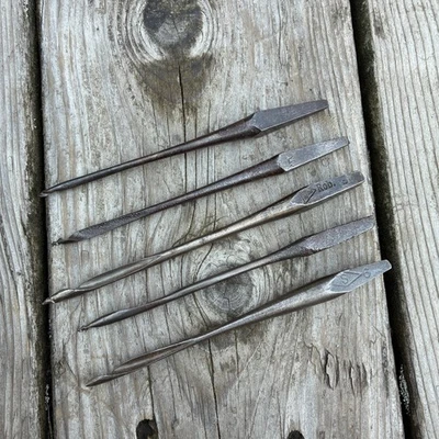 Lot of 5 Antique Gimlet Drill Bits - Screwdriver Vintage Old Tools Auger Brace - Image 1 of 4