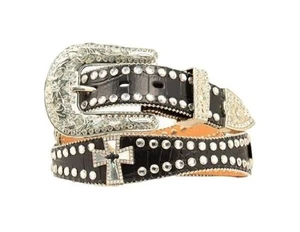 Blazin Roxx Western Belt Womens Scallop Crystals Black N3514601 - Picture 1 of 1