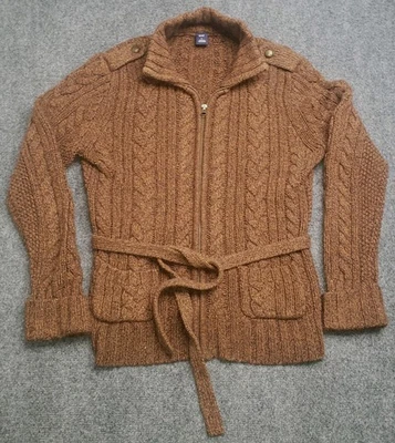 Gap Cable Knit Cardigan Sweater Mens Large Brown Angora Rabbit Hair - Image 1 of 4