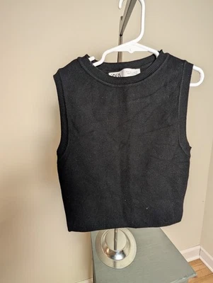Zara Black Sleeveless Sweater Vest Knit Kids Size M - Image 1 of 4
