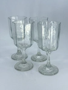 Set of 4 Vintage Libbey Stemmed Facets Clear Water Glass Goblet Wine Glass 6"H - Picture 1 of 18