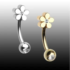 Anillo con barra curva Grand Plumeria oro plata joyería transparente flor de circonia - Imagen 1 de 3
