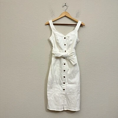 BRAVISSIMO Button Front Denim Dress Womens US 6 Stone Garden Belted Knee-Length - Image 1 of 4