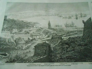 Gravure 1861 - Vue de Gaëte et des attaques de la plache Chateau Roi de Naples - Picture 1 of 1