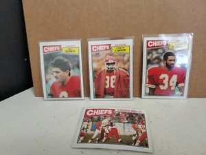 4 cartas 1987 Topps BLACKLEDGE LÍDERES KENNEY CARSON BURRUSS Kansas City Chiefs - Imagen 1 de 10
