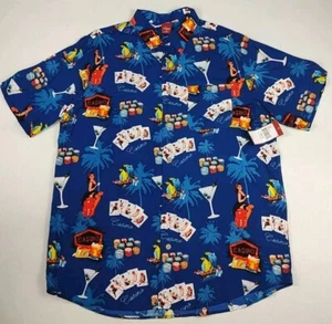 Junction West Hawaiihemd Herren XL blau Allover Print Getränke Karten Neu mit Etikett - Bild 1 von 9