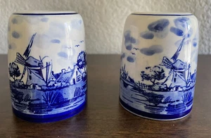 Vintage Distel DELFT’S BLUE Hand-Painted Salt & Pepper Shaker Set - Picture 1 of 6