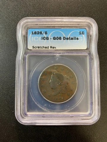 1826/5 CORONET HEAD LARGE CENT ICG G-6 DET - GOOD DATE CORONET 1826/5 - SLAB -1C Cover