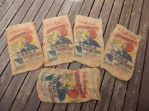 5 Vintage Burlap Idaho Magic Brand #2 Potatoes 50# Lbs Feed Sack 30" x 17" - Picture 1 of 5