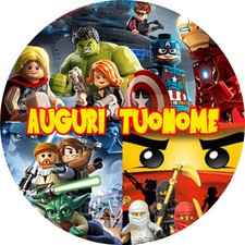 Cialda LEGO EROI STAR WARS Decorazione Torta Ostia o Zucchero con NOME