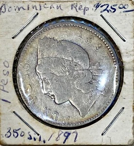 1897-A Republica Dominicana, Medio Peso 12 1/2 Gramm Silber - Bild 1 von 2
