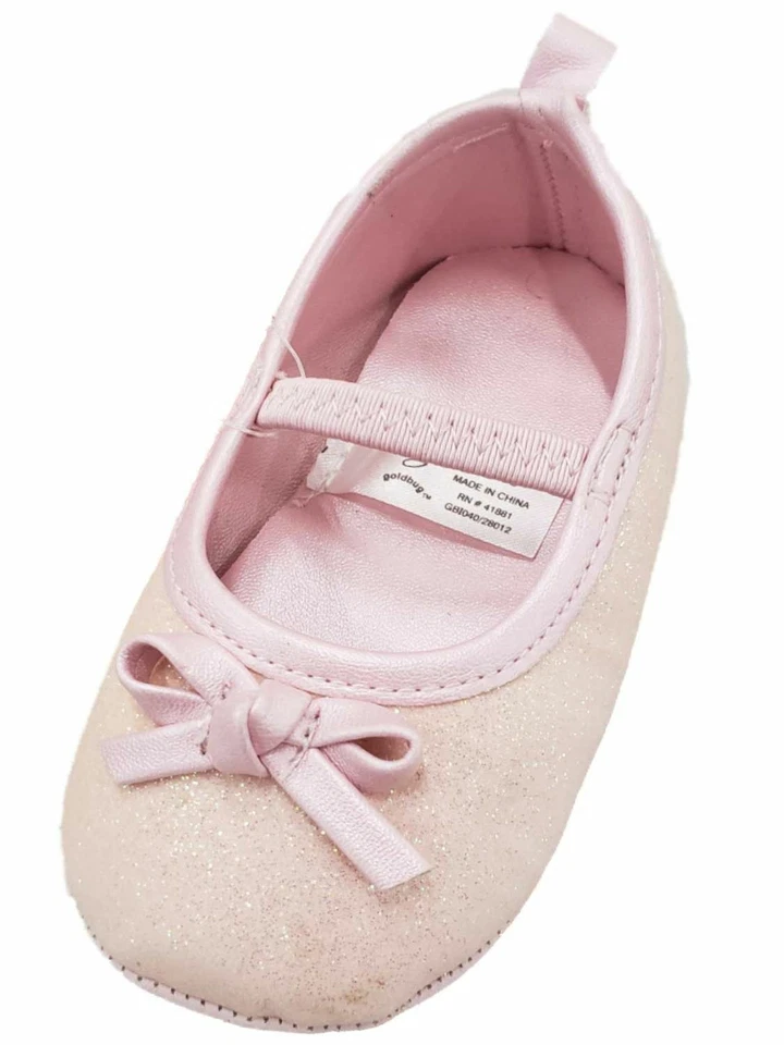 Infant Girls Pale Pink Bow Glitter Sparkle Ballet Flats Baby Shoes 3 (6-9M) - Image 1 of 1