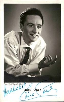 Autogrammkarte Autograph Sänger TV handsigniert EDDIE PAULY Autogramm Foto ~1955 - Bild 1 von 2