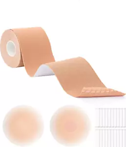 Breathable Breast Lift Tape, Satin Breast Petals, Silicone Adhesive Bra - Picture 1 of 12