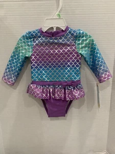 Cat & Jack Baby Girl One Piece Swimsuit Bathing Suit Size 9 Months Long Sleeve - Picture 1 of 8