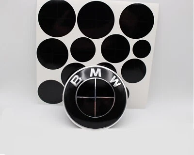 Black Blackout Emblem Overlay Stickers 323i 323Ci 328Ci M3 318i 318is For BMW - Image 1 of 4