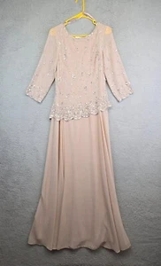 Vestido para mujer J Kara 6 rubor plateado con cuentas vieira corpiño asimétrico LEER - Imagen 1 de 23