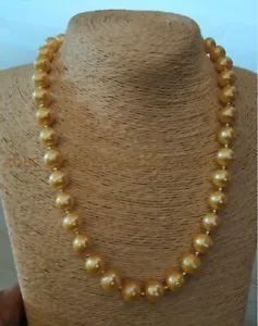9-10MM NATURAL SOUTH SEA GOLDEN PEARL NECKLACE 14-36 INCHES 14K GOLD CLASP - Picture 1 of 17