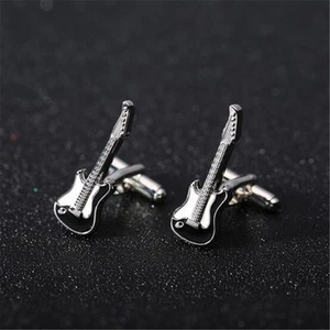 1 Pair Enamel Guitar Cufflinks Alloy Wedding Tuxedo Shirt Cuff Links Women Men - Picture 1 of 8