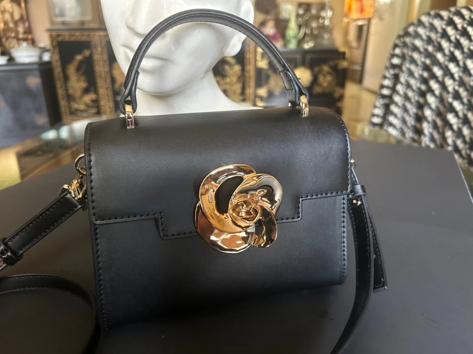 NEW TED BAKER Rosyia Mini Top Handle Black Leather Bag Crossbody Strap - Image 1 of 4