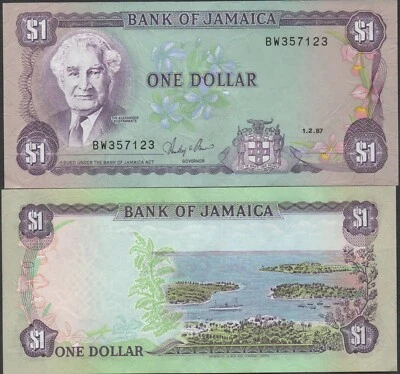 Jamaica  $1  1.2.1987   P 68Ab  Series BW  Sign. # 8 Circulated Banknote FL0917 - Image 1 of 3