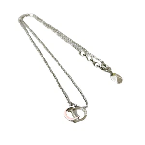 Christian Dior Logo Stone Necklace Silver x Pink Women - Picture 1 of 4