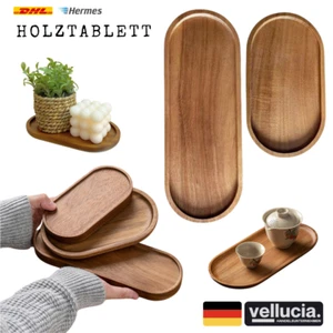Japan-Stil Holztablett ✨ OVAL Massivholz Servierplatte Matcha Deko Schale NEU - Bild 1 von 8