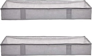 2-Pack Under Bed Storage Bags with Zipper, Window&Handles,18x42x6inches, Gray - Picture 1 of 17