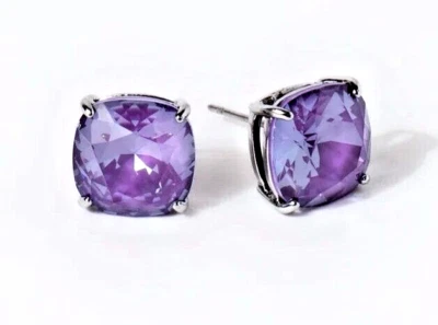 Origami Owl SILVER CLARA STUD EARRINGS W/ PURPLE IGNITE SWAROVSKI CRYSTAL. NEW  - Image 1 of 2
