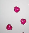 Transparent Star Ruby Heart 10x10 mm Cabochon 6 Rayed Lab-created 3 pieces Lot