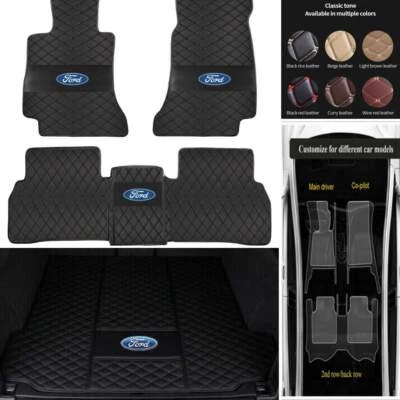 For Ford Car Floor Mats & Trunk Mat Custom Carpets All Weather Waterproof Auto Foto 1 de 4