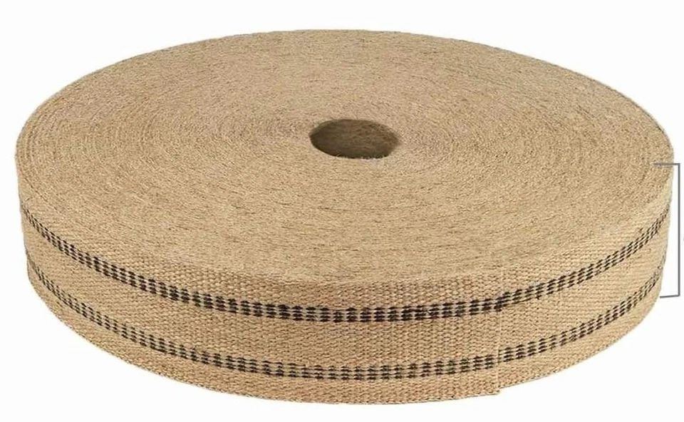 Mybecca [1 ROLL/72 Yards] Black 9 Pounds Jute Webbing Natural Fabric 3.5 Inches - Image 1 of 4