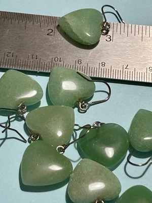 Висячие серьги-капли с авантюриновым камнем и ушными проводами из нержавеющей стали - Изображение 1 из 4