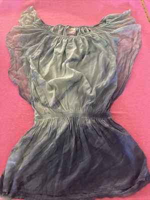 Gypsy 05  100% Silk Blue/Green Tie Dye Short Mini Dress Size XS Elastic Waist - Image 1 of 4