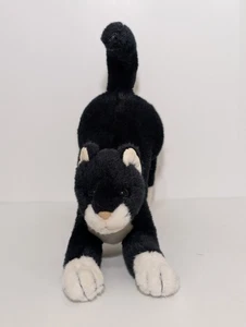 TY 1994 Black & White Plush Cat Stuffed Animal Approx 12” X 10” Rare Tuxedo Cat - Picture 1 of 8